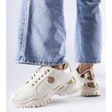 Chaussures de soccer à semelle épaisse mode et polyvalente en patchwork bicolore - Beige - Voir 1