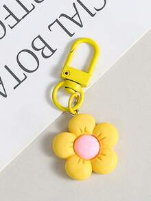 彩色花卉钥匙扣，手工花卉吊坠，时尚包袋配饰，女士装饰品，送给她的理想礼物。卡通植物主题带夹钥匙扣，装饰性花卉钥匙扣吊坠，适合挂钥匙和包包，是理想的生日礼物 - 彩色 - 查看 5