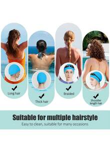 Large Silicone Swim Cap - ComfortFit For Men & Women - Unisex Ergonomic Design - 1pc High-Quality Set, Beach Essentials, Beach Accessories, Pool Float - Multicolor - View 9
