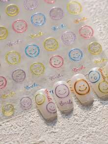 1 件 5D 浮雕梦幻指甲贴纸 - 可爱卡通贴花自粘，Geome 美甲适合女孩 DIY 沙龙美甲贴花装饰美甲配件用品 - 彩色 - 查看 5