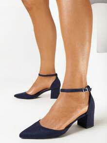 时尚百搭简约仿麂皮尖头高跟鞋