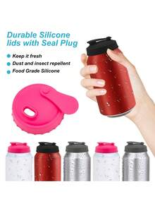 2 tapas reutilizables de silicona para latas de bebida, cubiertas para botellas, aptas para latas de refresco, cerveza, bebida energética, jugo - Multicolor - Ver 6