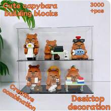 新款 Capybara 拼装积木笔筒，创意组装，可用作桌面装饰和笔筒，合理的节日礼物，适合返校、桌面办公和学习用品 - 彩色 - 查看 6