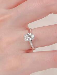 925 纯银椭圆形蛋形戒指，皇冠水滴戒指，优雅女士结婚戒指，男女通用礼物，奥地利水晶，订婚，求婚戒指