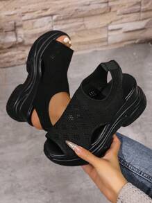 2025 Summer New Women Sandals, High Heel Wedge Slip-On Fashion Casual Sandals, Outdoor Beach Women Sandals, Minimalist Women Shoes