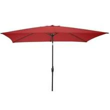 Parasol de mercado Pure Garden de 10 pies de tamaño rectangular inclinado, de acero rojo con botones - 1 - Ver 1
