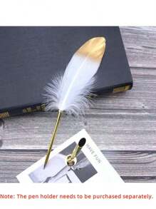 1pc Retro European British Style Gold Feather Pen, Creative Stationery For Students, Teachers, Wedding Guests, Calligraphy Enthusiasts, Writing Instrument, Signature Tool, Wedding Favors, Holiday Gifts, Christmas, New Year, Valentine's Day, Teacher's Day, Birthday