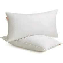 SONGMICS HOME Juego de 2 Almohadas, Alternativa de Plumón, King Size, Hotel, 92 x 51, Dureza Media, Dormir de Lado, Blanco Nube TBP033W01 - Rey - Ver 10