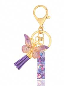 1pc Purple Keychain, Christmas Keychain, Women's Style, Letter Keychain With Tassel, Can Be Hung On Keys, Wallet, Handbag, Backpack, Holiday Christmas Gift, Home Decor - Purple - View 13
