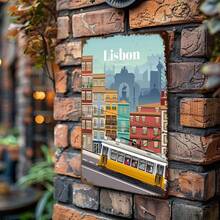 1PC Lisbon City Tin Sign, Vintage Lisbon Architecture And Tram Design, Premium Quality, Perfect For Home Decor And Travel Lovers, 8x12 Inches/ 20x30 Cm - 彩色 - 查看 8