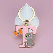 1 件 A-Z 创意动物字母钥匙扣，送给朋友的礼物，背包装饰，可爱的锌合金吊坠，四季汽车配件包饰学校卡通动物哥特 Y2k 包饰挂绳带身份证夹汽车配件包饰