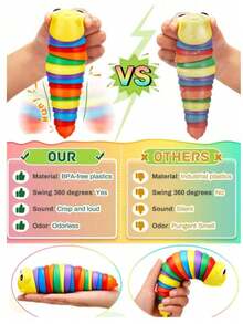 1/4pcs Random Color Fuzzy Caterpillar Sensory Toys, Fidget Slug Toys, Suitable For Party, Children & Adults, Cute Sensory Toys For Autism, Stress Relief Toys | Easter Stuffer Gifts - Multicolor - View 6