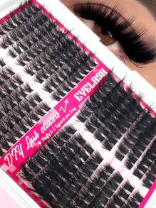 256/160/60 piezas Kit de extensión de pestañas postizas individuales en forma de D, esponjosas, con apariencia de ojo de gato izquierda y derecha, extra gruesas y naturales, densas y de larga duración, a prueba de agua y reutilizables, para principiantes, para uso diario, fiestas, viajes y festivales de música
