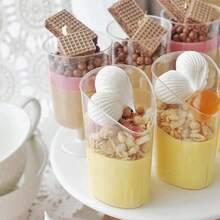 300 Packs Dessert Cups With Spoons, 5 OZ Mini Clear Plastic Dessert Parfait Cup For Party, Square Dessert Shot Glasse Round Goblet Small Reusable Fruit Ice Cream Pudding Appetizer Cup Bowls-Yl - Oval, Square - View 9