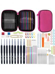 100pcs Colorful Aluminum Crochet Hook Set, Includes Various Tools For Creative DIY Handicrafts And Knitting (Random Color) - Multicolor - View 5