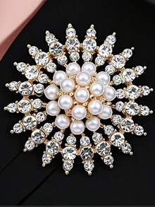 1 件时尚个性化水晶和珍珠装饰胸针