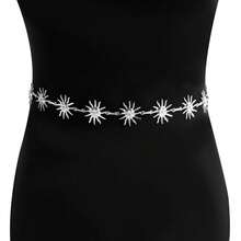 1pc Chic Fashion Sunflower Waist Chain Decor - Silver - View 2