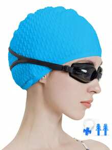 Large Silicone Swim Cap - ComfortFit For Men & Women - Unisex Ergonomic Design - 1pc High-Quality Set, Beach Essentials, Beach Accessories, Pool Float - Multicolor - View 32