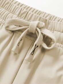 女士轻薄透气冰丝休闲运动裤，宽松九分裤，抽绳腰部速干裤，适合户外、骑行、跑步，纯色 - 杏色 - 查看 2