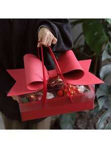 1PC Bow Flower Box Transparent Fruit Flower Gift Box 520 Rose Flower Box Hand Flower Cake Box Gift Box - Multicolor - View 2