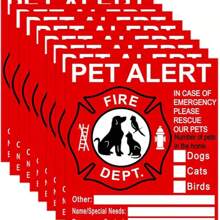 Pet Safety Alert Stickers, Warning Emergency Fire Rescue Stickers, Waterproof Stickers To Save Our Cats/Dogs In Case Of Fire Emergency, Firefighters Will Use The Alert Stickers To Rescue Our Families From Windows, Doors Or Houses