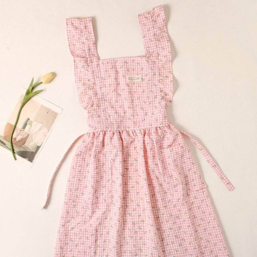 Sweet Princess Plaid Bubble Cotton Fabric Household Kitchen New Strap