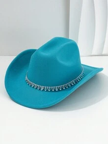 1顶西部宽檐牛仔帽，经典男女通用款式，适合户外派对、音乐节，是馈赠佳品（头围22.44英寸，适合偏瘦身材） - B - 查看 3