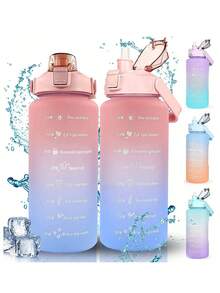 1 件 2L 或 750ml 或 300ml 大容量渐变 PC 水瓶，运动健身便携式吸管杯，适合居家和旅行户外使用 - 彩色 - 查看 7