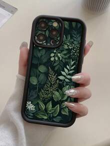 Black Botanical Fashion 1pc Leaf Pattern Design Phone Case With Camera Protective Hole, Thick & Anti-Fall Black Cover Compatible With IPhone 11 Pro Max/12 Pro Max/13 Pro Max/14 Pro Max/15 Pro Max/16 Plus/16 Pro Max, 16E, Galaxy A55/A15/S24 Ultra/S25 Ultra, Compatible With, Compatible With /Compatible With, Compatible With, Honor, MOTO, Compatible With One Plus Waterproof Shockproof Scratch Resistant,International Version, Not The Domestic Version Spring Gift - Black - View 8