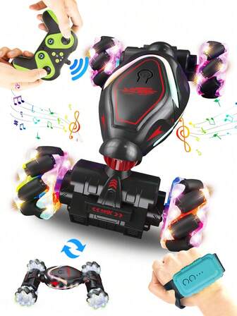 Gesture Sensing RC Stunt Car - Boys Toys Age 6-8-12, 4WD Hand Controlled Remote Control Twist Car With Light & Music, Cool Birthday Presents And Ideas Gifts For Kids Age 7 9 10 11 12 Years Old