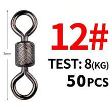 Kait Pancing Putar Bantalan Bola 50 PCS/Lot dengan Cincin Jepit Padat Kait Putar Bergulir untuk Aksesoris Pancing Ikan Mas - Hitam - View 7