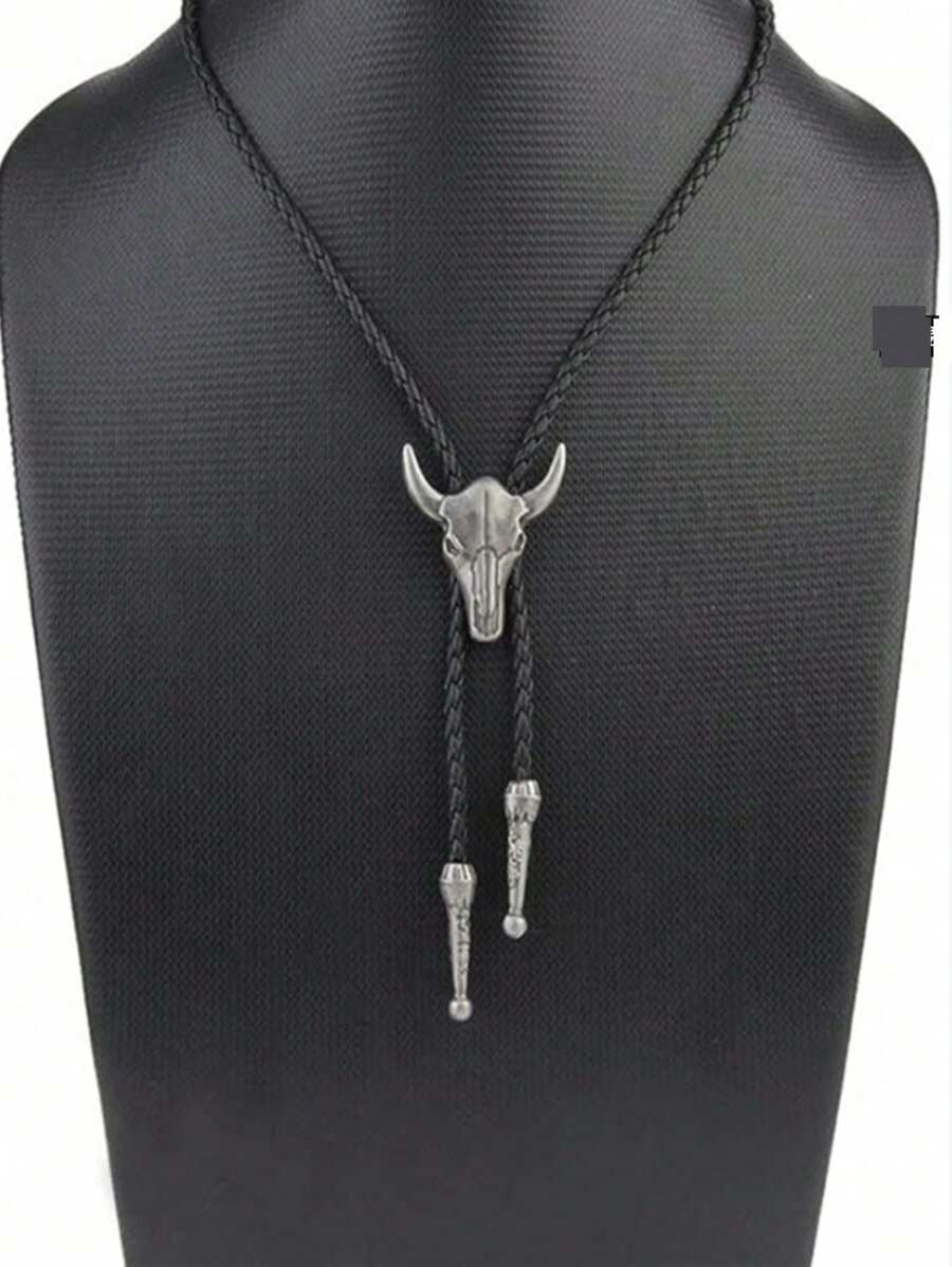 1 Pieza de Corbata de bolo para hombres y mujeres - Corbata tipo rodeo vaquero con cabeza de toro, accesorio de vestir estilo western adecuado para combinar con ropa diaria