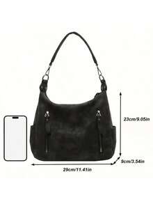 Geantă elegantă din piele Hobo, geantă mare de umăr, poșetă din piele neagră, geantă Messenger și crossbody pentru femei, geantă pentru laptop, geantă italiană Slouchy