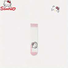 Sanrio 1Pair Sanrio Hello Kitty Women'S Knee-High Socks, 100% Polyester, Breathable Mesh, Cute Animal Pattern, Comfortable Knit Fabric, Long Tube Sports Socks,