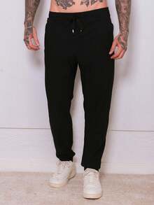 Men's Quick-Drying Ice Silk Pants, Comfortable, Quick-Drying Sports Pants - 黑色 - 查看 4