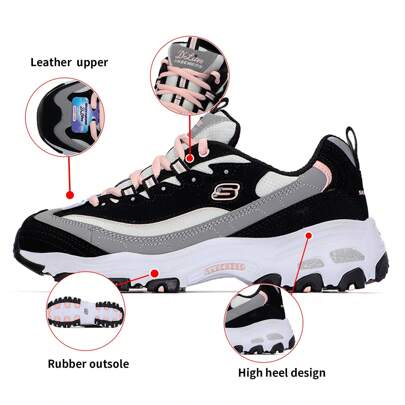 Skechers Damskie grube trampki casualowe, seria Boba Tea Bear, wygodne niskie buty Panda, 13143-BKGY