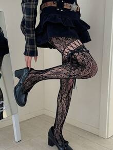 New Arrival! Spicy & Sweet Y2K Inspired Lace Bowknot Fishnet Stockings, Ripped Colorful Pantyhose - Express Your Unique Style, Spring/Summer - Multicolor - View 5