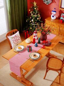 1 Peça Trilho de Mesa Xadrez Vermelho de Natal, Xadrez Vermelho e Branco Clássico, Adequado para Mesa de Jantar, Armários, Prateleiras, Capa Protetora, para Festas, Comemorações, Casamentos, Ano Novo, Decorações de Natal e Ação de Graças