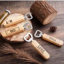 10 peças/30 peças/50 peças Abridor de Garrafas de Madeira Personalizado, Pode Personalizar Nome e Data, Prático, Adequado como Presentes de Casamento, Presentes para Padrinhos, Lembrancinhas de Festa, Utensílios de Cozinha e Presentes de Aniversário - Cor da madeira - Visão 3