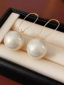 经典半圆形仿珍珠耳环，提升您的整体形象 - 金黃色 - 查看 14