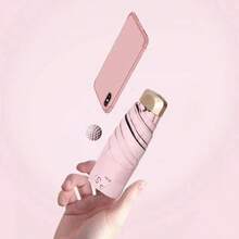 1pc Mini Travel Sun Umbrella UPF50+ , Small Compact UV Protection Umbrella For Sun And Rain, Lightweight Parasols Daily Travel Easy To Carry