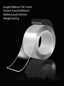 1 rollo de cinta adhesiva de doble cara de uso múltiple, cinta adhesiva transparente y fuerte, cinta de sellado de goma, lavable y reutilizable para carteles transparentes, imágenes, tiras para colgar cuadros en el hogar y la oficina, decoraciones navideñas, manualidades y reparaciones del hogar de vuelta al colegio