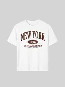 3 件/套青少年女孩休闲印花圆领短袖 T 恤，酷炫风景画设计夏季学生 - 时尚 T 恤为每个孩子带来欢乐和幸福！