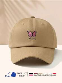 Boné de beisebol ajustável com estampa de letras e borboletas e proteção solar de verão unissex, multicolorido opcional, casual, respirável e versátil para atividades ao ar livre - boné de beisebol - Ver 6