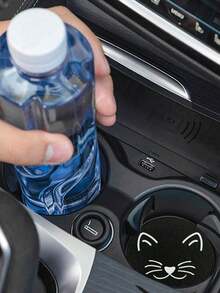 猫咪杯垫 汽车杯架杯垫，手指凹槽，方便取下，汽车内饰配件杯垫，杯垫垫子 汽车杯垫 - 黑與白 - 查看 8