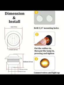Round Mini LED Decorative Lights, Car Front And Rear Side Logo Indicator Lights, Outline Lights, Marker Signal Lights, Bullet Logo Lights, Waterproof Design, Enhance The Night Decoration Atmosphere Of The Whole Vehicle, Suitable For Trucks, RVs, Cars, Buses, Trailers, Auto Parts - Multicolor - View 10