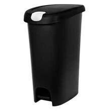 12.3gal Slim Step Trash Can With Locking Lid Black: Large Kitchen Garbage Can, Pedal-Operated, Removable Lid - Black - View 5