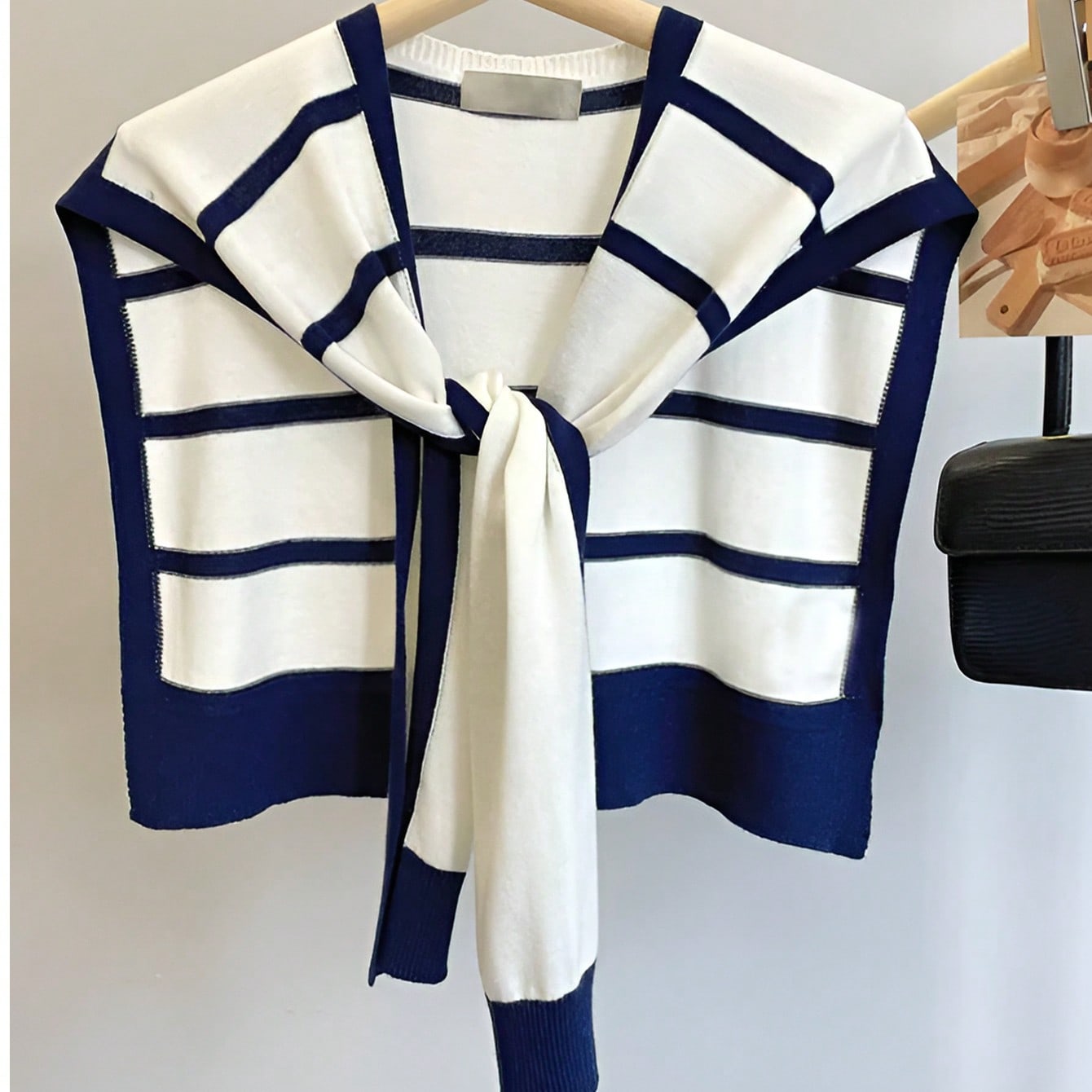 1pc Women's New Knitted Striped Shawl Cardigan, Lightweight Summer Office Air Conditioning Room Neck Protector Bolero For Dress