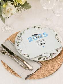 20-500pcs Custom Graduation Napkins, Personalized Napkins With Your Text, Class Of 2025, Disposable Beverage Dessert Napkins For Grad Party Decor, Graduation Party Gift, Custom Cocktail Napkins