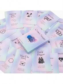 41 Card Set "Cosmic Insight Oracle Card" - Heart-Shaped Design, Pink Blue Purple Pink Themed Illustrations, Spiritual Guidance And Intuitive Development, Mysterious Divination And Daily Clarity, Paper Material, Suitable For Party Games - Cosmic Insights - View 9